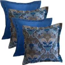 Capa Para Almofada 4 Peças 43x43 Jacquard Floral Azul 2315