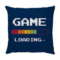 Capa para Almofada 45x45cm Sarja Infantil Game Loading Azul Dud Almofadas Capa para Almofada 45x45cm Sarja Infantil Game Loading Azul Dud Almofadas