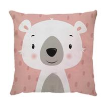 Capa para Almofada 45x45cm Sarja Infantil Urso Rosa Dud Almofadas