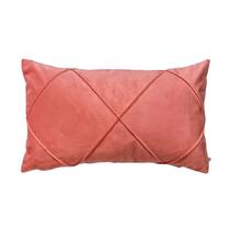Capa para Almofada Drapeada em Veludo Retangular 60x40 Rosa Coral