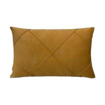 Capa para Almofada Drapeada em Veludo Retangular Mostarda