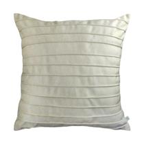 Capa para Almofada Drapeada Line em Veludo Quadrada Bege