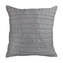 Capa para Almofada Drapeada Line em Veludo Quadrada Cinza Claro