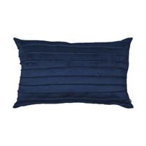 Capa para Almofada Drapeada Line em Veludo Retangular Azul Marinho