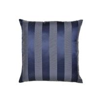 Capa Para Almofada Em Tecido Jacquard Azul Marinho E Cru Listrado