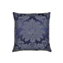 Capa Para Almofada Em Tecido Jacquard Azul Marinho E Cru Medalhão