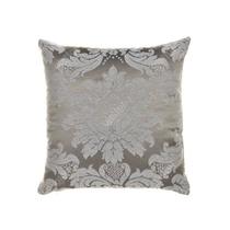 Capa Para Almofada Em Tecido Jacquard Cinza E Crú Medalhão