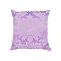 Capa Para Almofada Em Tecido Jacquard Lilás E Cru Medalhão
