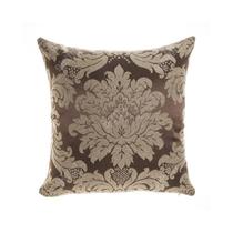 Capa Para Almofada Em Tecido Jacquard Marrom E Bege Medalhão