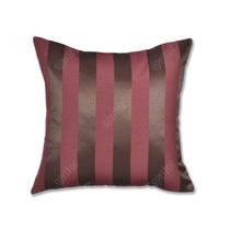 Capa Para Almofada Em Tecido Jacquard Marrom E Vermelho Listrado