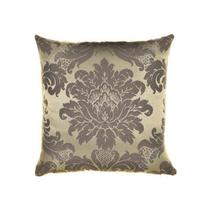 Capa Para Almofada Em Tecido Jacquard Preto E Dourado Medalhão