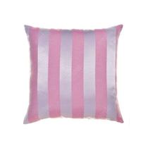 Capa Para Almofada Em Tecido Jacquard Rosa Bebê E Prata Listrado