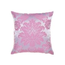 Capa Para Almofada Em Tecido Jacquard Rosa Bebê E Prata Medalhão