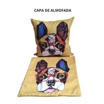 Capa para Almofada em Veludo Buldogue
