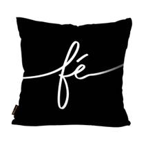 Capa Para Almofada Fé Preto - 45x45 Capa Para Almofada Fé Preto - 45x45