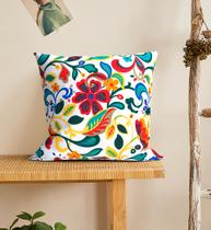 Capa para Almofada Jacquard Floral Colorido 45x45cm Capa para Almofada Jacquard Floral Colorido 45x45cm