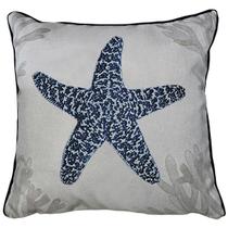 Capa Para Almofada Linho Bege Grande 50x50 Mar e Oceano