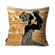 Capa para Almofada Mdecore Africana Bege Decorativa- 45x45cm