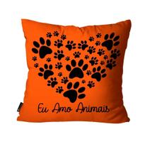 Capa para Almofada Mdecore Amo Animais Laranja - 45x45cm Capa para Almofada Mdecore Amo Animais Laranja - 45x45cm