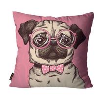 Capa para Almofada Mdecore Pug Rosa