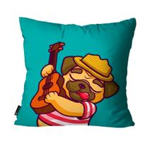 Capa para Almofada Mdecore Pug Verde - 45x45cm