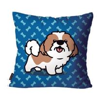 Capa para Almofada Mdecore Shih-tzu Azul