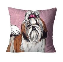 Capa para Almofada Mdecore Shih Tzu Rosa