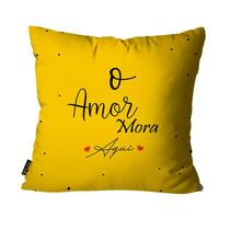Capa Para Almofada O Amor Mora Aqui Amarelo
