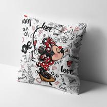 Capa Para Almofada Personalizada Mickey e Minnie 01 Peça Decorativa Com Ziper Para Sala e Quarto