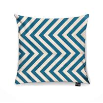 Capa para Almofada Tecido Estampado Zig Zag Azul Turquesa