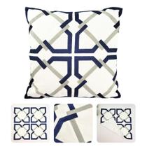 Capa Para Almofada ul Branca Geométrica Macramê 45X45Cm