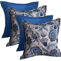 Capa Para Almofadam4 Peças 43x43 Gorgurinho Floral Azul 2303