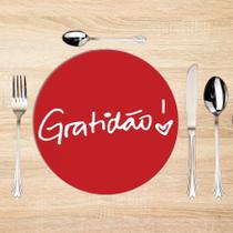 Capa para americano redondo Sousplat 35x35cm vermelho Gratidão Capa para americano redondo Sousplat 35x35cm vermelho Gratidão