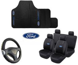 CAPA PARA BANCO AUTOMOTIVO EM COURO PRETO + TAPETE E CAPA DE VOLANTE PARA focus 2000A09