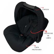 Capa Para Bebê Conforto + Capota/ Protetor De Sol + Protetor de Cinto - Preto Liso Capa Para Bebê Conforto + Capota/ Protetor De Sol + Protetor de Cinto - Preto Liso
