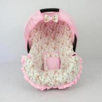 Capa para bebe conforto - floral rosa c/ bege nova - ALAN PIERRE BABY