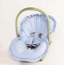 Capa para Bebê Conforto Poá Azul + Protetor de Cinto 02 Peças