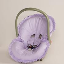 Capa para Bebê Conforto Poá Lilás + Protetor de Cinto 02 Peças