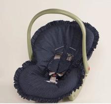 Capa para Bebê Conforto Poá Marinho + Protetor de Cinto 02 Peças