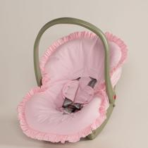 Capa para Bebê Conforto Poá Rosa + Protetor de Cinto 02 Peças