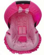 Capa para bebe conforto - rosa com poá marrom e pink