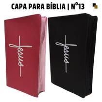 Capa para Bíblia de Estudo Grande com Zíper Escrito Jesus Número 13 - Tesouro Exclusivo
