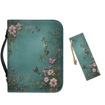 Capa para Bíblia em couro Vefabuboy com marcador, abas bíblicas verdes