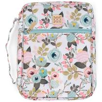 Capa para Bíblia Mary Square - Floral Pêssego - 26,67 x 21,59 cm