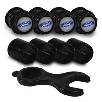 Capa Para Bico De Válvula Preto Ford Emblema Prata