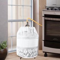 Capa Para Botijão De Gás 13Kg Cozinha Renda Tulipa Branca - Universal