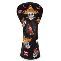 Capa para cabeça de taco de golfe Acebirdie Sugar Skull em couro