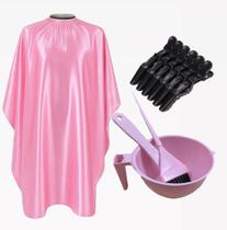 Capa Para Cabeleireira + Kit Cumbuca E 6 Presilhas Para Cabelo