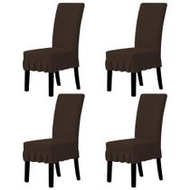 Capa para Cadeira de Jantar com Elástico Fácil de Usar 4 pcs Chocolate
