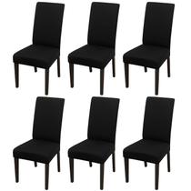 Capa para cadeira de jantar JqinHome High Stretch, 6 peças, preta